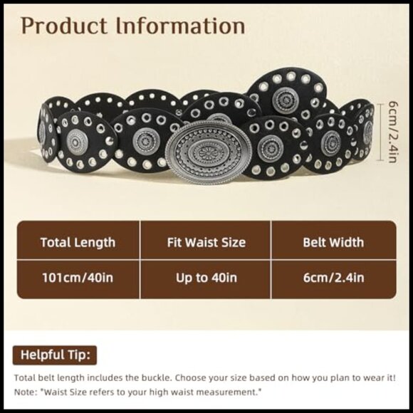 Chunky Western Belt Boho Cowgirl Style Adjustable PU Leather Festival Wear main image 6